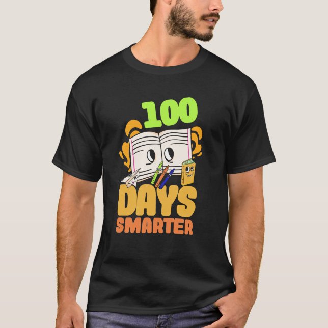 1st Grade Child 100 days smarter pupil T Shirt (Framsida)