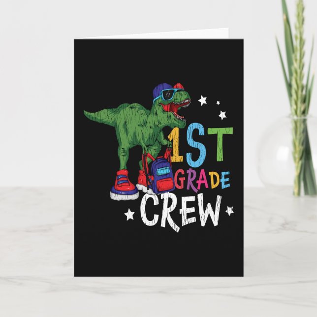 1st Grade Crew Dinosaur Tillbaka till skolan prese Kort (Framsida)