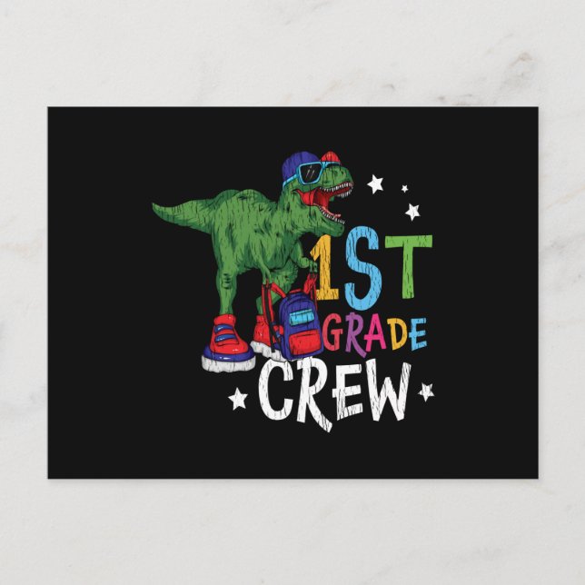 1st Grade Crew Dinosaur Tillbaka till skolan prese Vykort (Framsida)