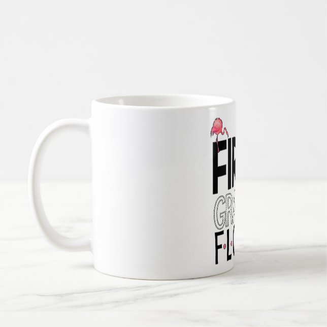 1st Grade Flock Pink Flamingo Squad Teacher Kid Fi Kaffemugg (Vänster)