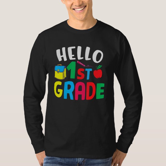 1st Grade  Hello First Grade T Shirt (Framsida)