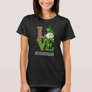 1st Grade Lärare Kärlek St Patricks Day Gnome Leop T Shirt