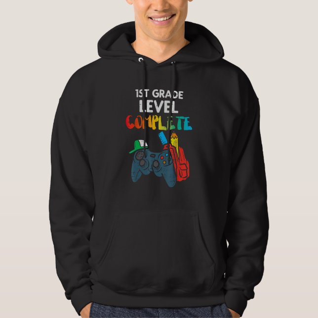 1st Grade Level Complete Gaming Boy Last Day Of Sc Hoodie (Framsida)