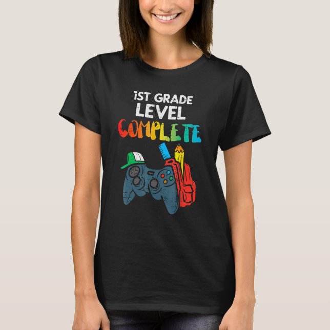 1st Grade Level Complete Gaming Boy Last Day Of Sc T Shirt (Framsida)