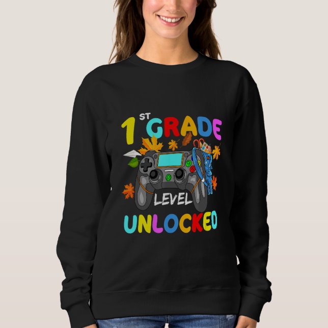 1st Grade Level Unlocked Game On 1st Grade Back To T Shirt (Framsida)