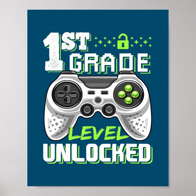 1st Grade Level Unlocked Video Game Back to Poster (Framsidan)