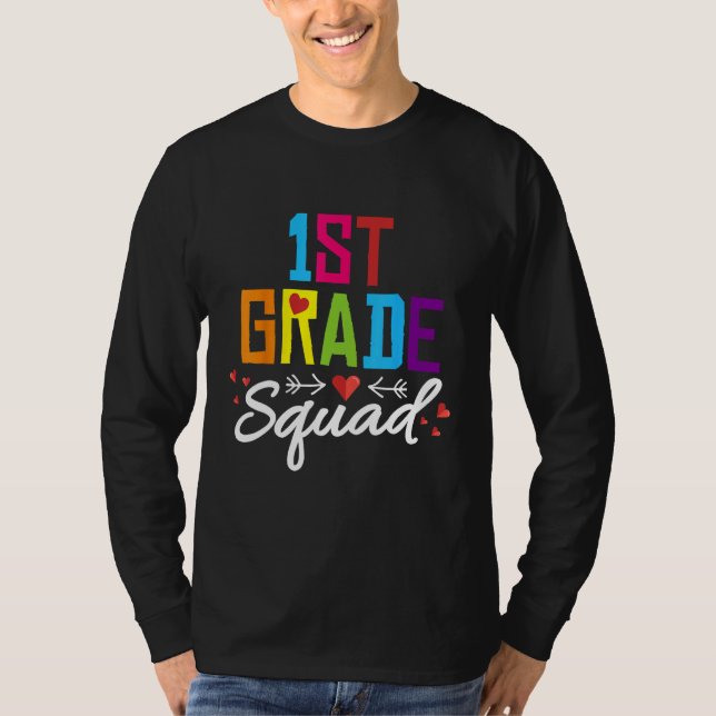 1st Grade Squad  First Teacher Student Team Back T T Shirt (Framsida)