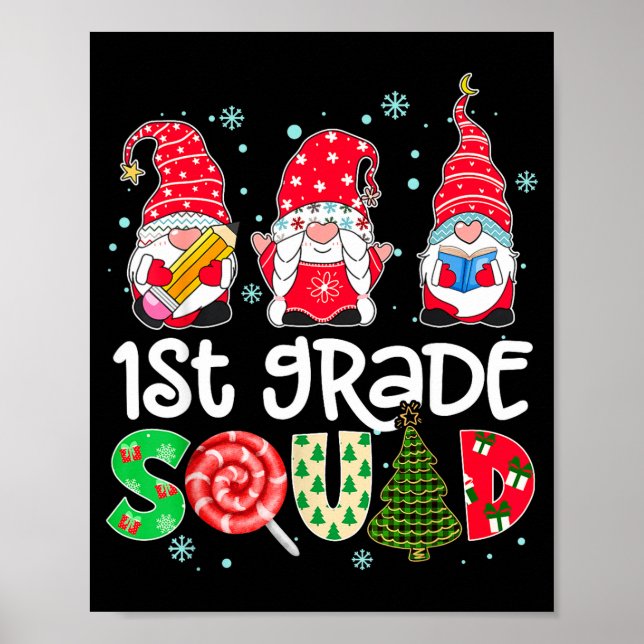 1st Grade Squad Gnome Teacher Christmas Ne Buffalo Poster (Framsidan)
