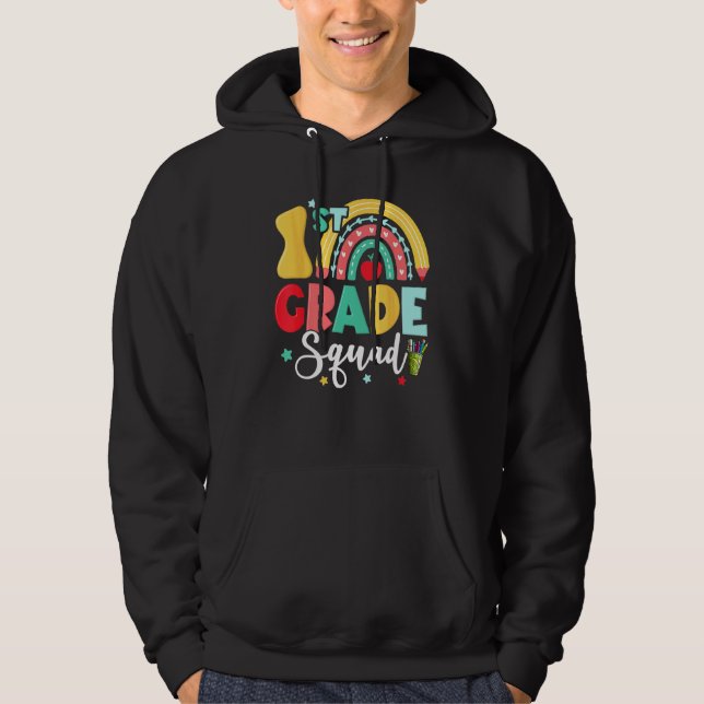 1st Grade Squad Team  Back To School Girls Boys Te Hoodie (Framsida)