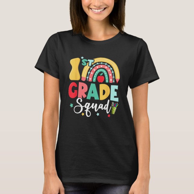 1st Grade Squad Team Funny Back To School Girls Bo T Shirt (Framsida)