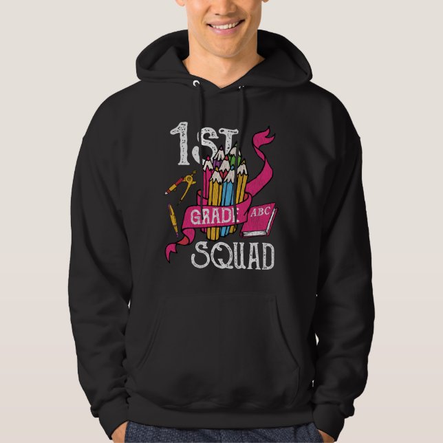 1st Grade Squad Tillbaka till skolan present för b Hoodie (Framsida)