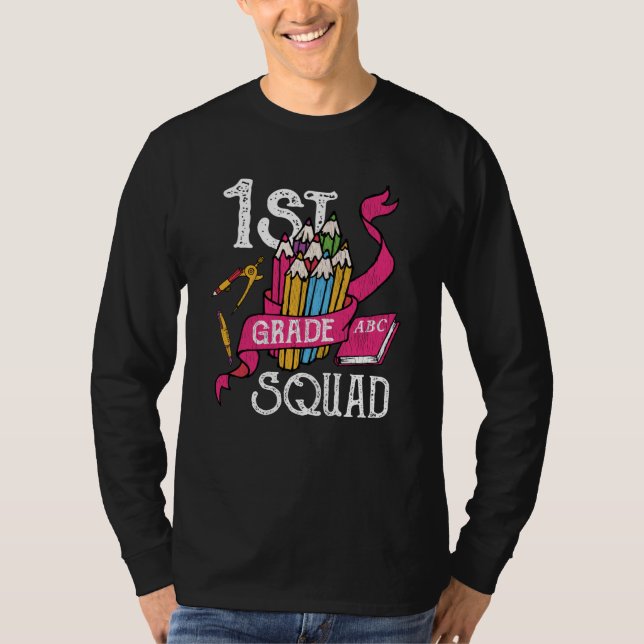 1st Grade Squad Tillbaka till skolan present för b T Shirt (Framsida)