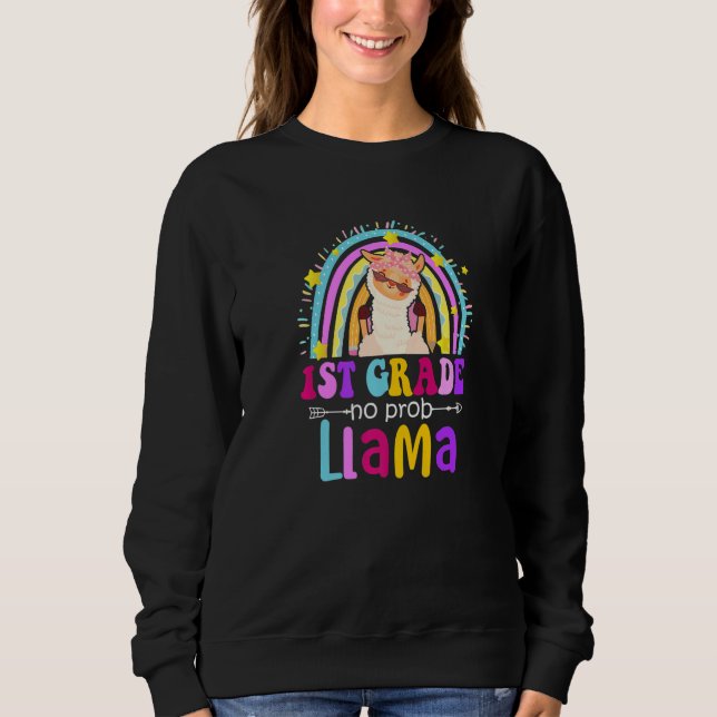 1st Grade Teacher Rainbow No Prob Llama 100 Days o T Shirt (Framsida)