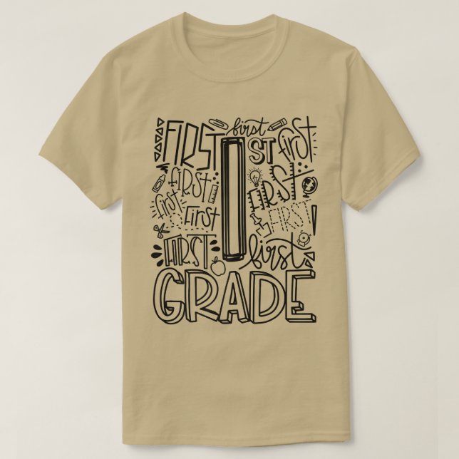 1st Grade Typography Team First Grade Teacher Back T Shirt (Design framsida)