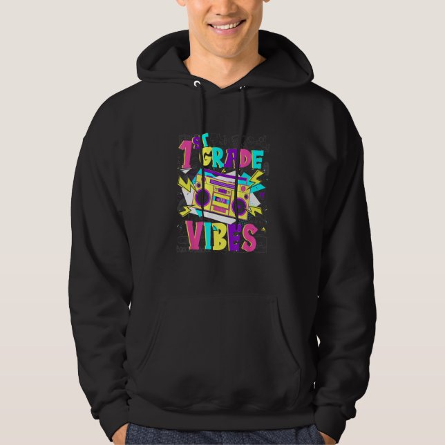 1st Grade Vibes Stereo Student Teacher Back To Sch Hoodie (Framsida)