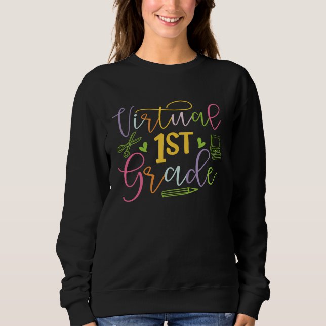 1st Grade Virtual School First Grade Online Class  T Shirt (Framsida)