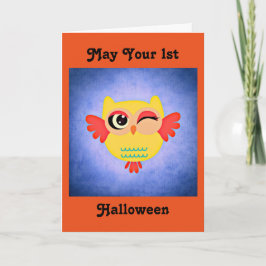 1st Halloween gullig uggla Kort