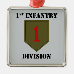 1st Infanteriuppdelning med text Julgransprydnad Metall