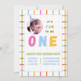 1ST- IT'S FUN TO BE ONE FIRST BIRTHDAY INVITATION  INBJUDNINGAR