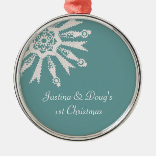 1st jubileums- julSnowflake för nygift person - Julgransprydnad Metall