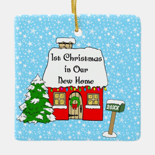 1st Jul i vårt nya hem Julgransprydnad Keramik (Framsida)