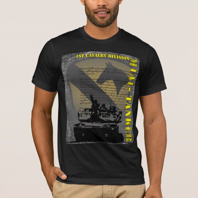 1st Kavalleriuppdelning - tankfartyg M1A1 Tee Shirt (Framsida)