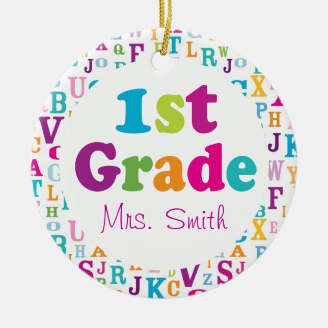 1st Klasspersonligen skolar lärareprydnaden Julgransprydnad Keramik (Framsidan)