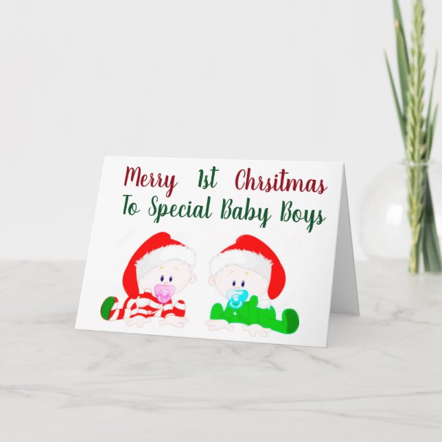 ***1st KRISTMÄN **TWIN POJKE** Helgkort (Framsida)