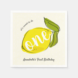 1st ljusa födelsedag för citron - gult papper pappersservett