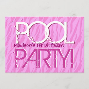 1st Mall för rosa sebra för födelsedagbassängparty