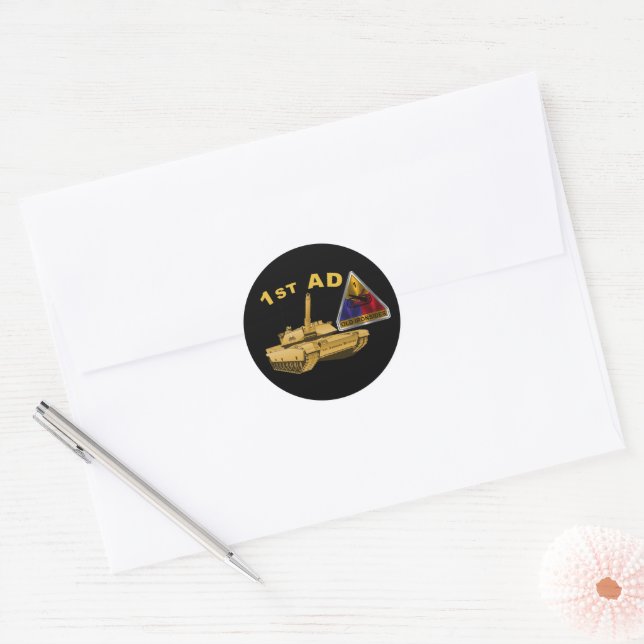 1st Pansardivisionen “Old Ironsides” Runt Klistermärke (Kuvert)