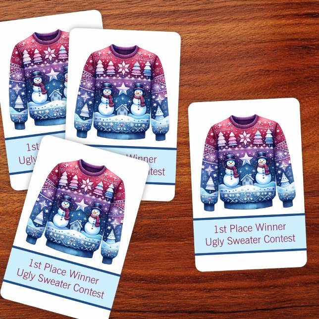 1st Place Winner Ugly Sweater Blue Red Purple Casinokort (Skapare uppladdad)