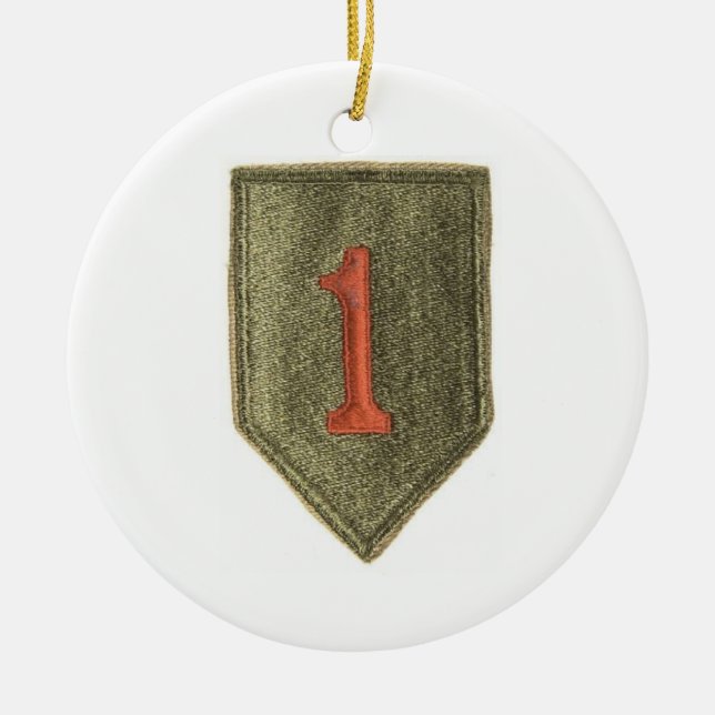 1st Prydnad för infanteriuppdelningsjul Julgransprydnad Keramik (Framsidan)