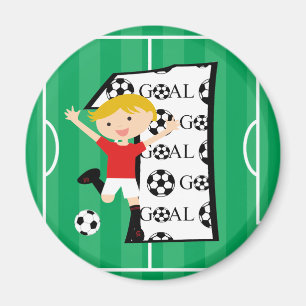 1st Röd födelsedag och vitfotbollmål Magnet