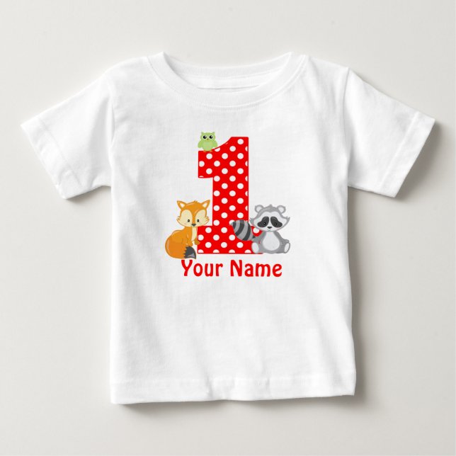 1st T-tröja för födelsedagskogsmarkpersonlig T-shirt (Framsida)