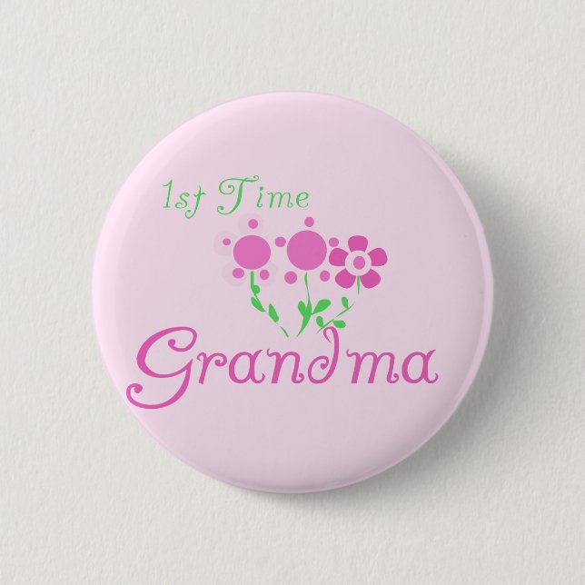 1st Time Mormor-Rosor blommor Knapp (Framsida)