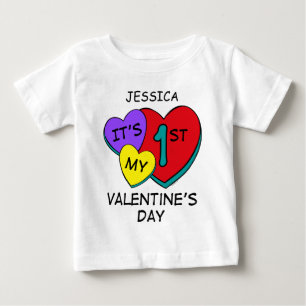 1st Valentin T-tröja för spädbarn för daghjär Tröja