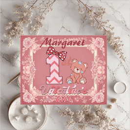 1st Valentine's Day Teddy Bear Bow Floral Motifs  Pussel