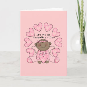 1st valentines för flicka - afrikansk amerikan helgkort
