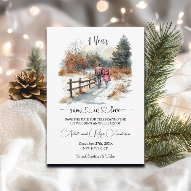 1st Wedding Anniversary Winter Landscape Romantic Spara Datumet (Skapare uppladdad)