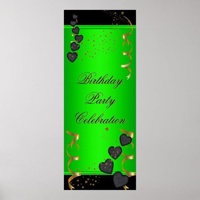 1stor Banner Födelsedagsfirande Limegrön Poster (Framsidan)