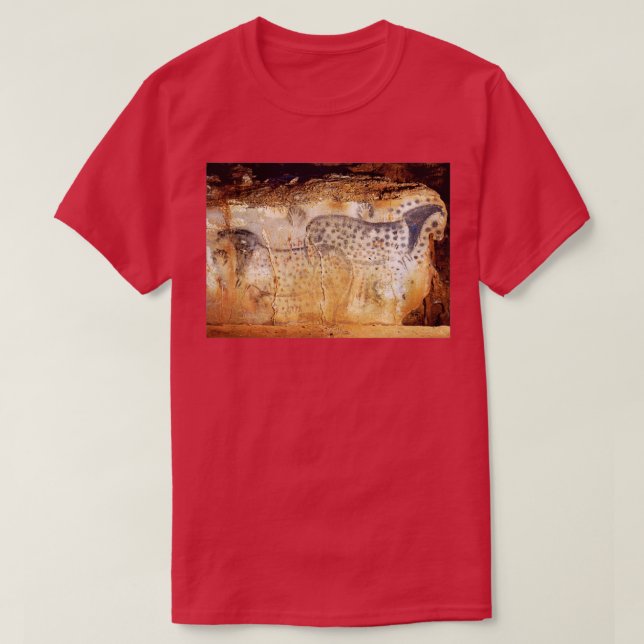 20000BC SPOTTED HORSE CAVE PAINTING FRANKRIKE T SHIRT (Design framsida)