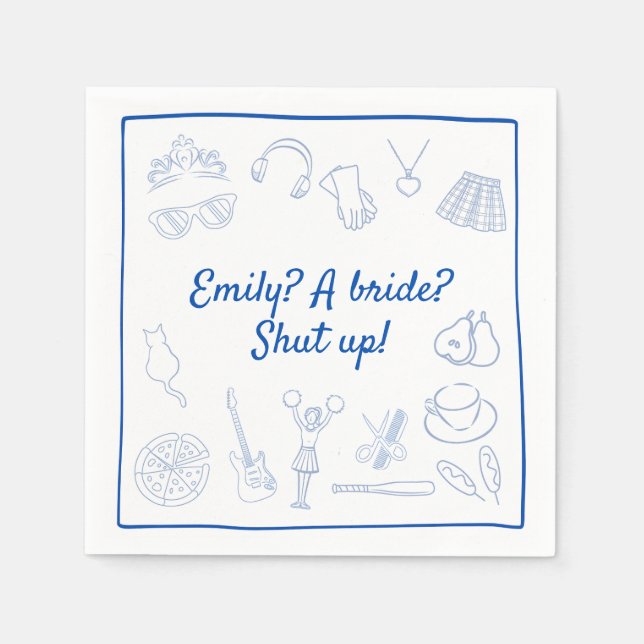 2000 års y2k söt Princess Bachelorette-Anpassnings Pappersservett (Framsidan)