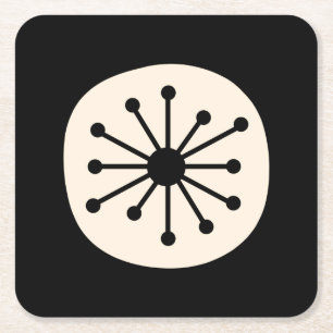 2000-årsjubileet Atomröt Retro Black och Cream Underlägg Papper Kvadrat