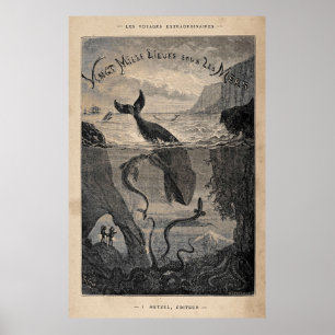 2000 Leagues under Sea Frontispiece 1871 Poster
