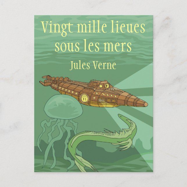 2000 lieues sous les mers - Jules Verne Vykort (Framsida)