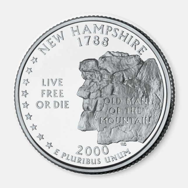 2000 New Hampshire State Quarter magnet (Framsidan)
