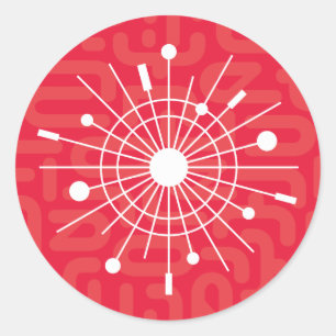 2000 RED Atomic Sputnik jul Snowflake Runt Klistermärke