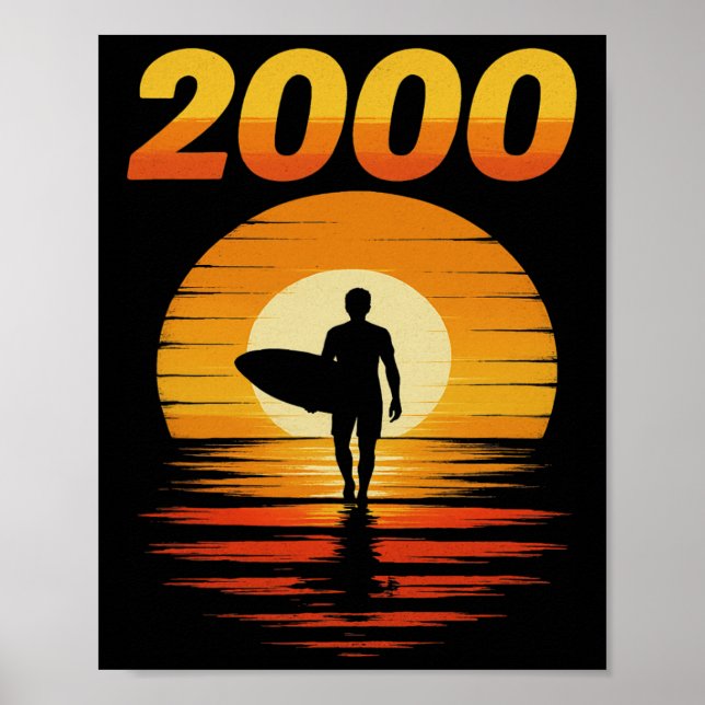 2000 Retro Surfing Vintage Solnedgång 90-talsestet Poster (Framsidan)