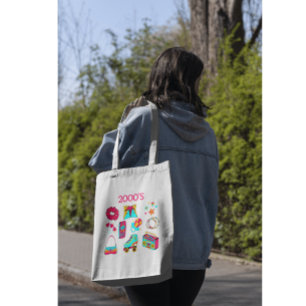 2000-talets Retro Tote Bag Tygkasse